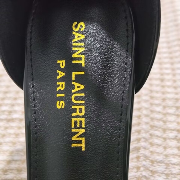 SAINT LAURENT Black Patent Leather Heeled Sandals - Picture 8 of 9